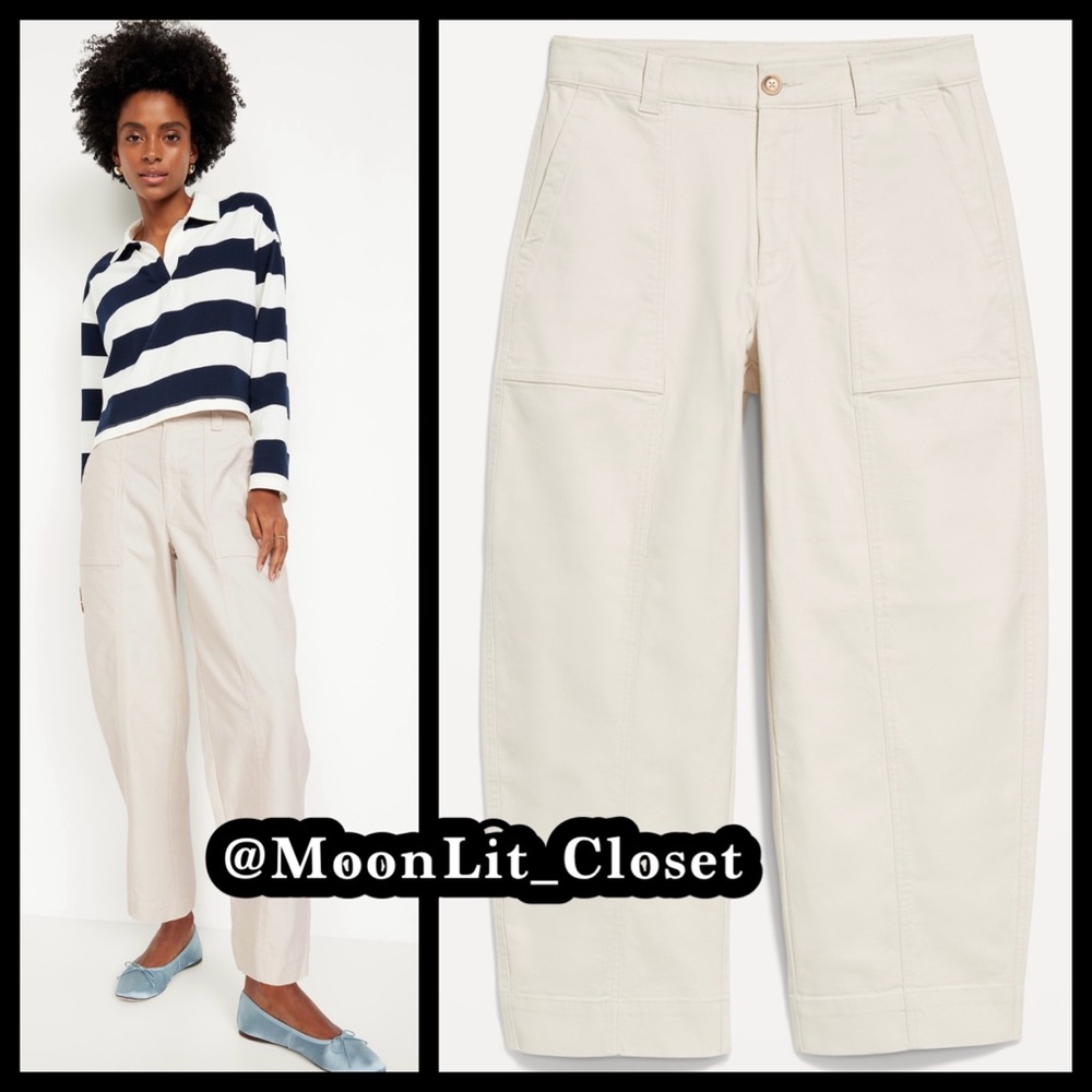 Old Navy High-Waisted Canvas Barrel Ankle Pants Plus Size 22 Color: Silver-Gray
